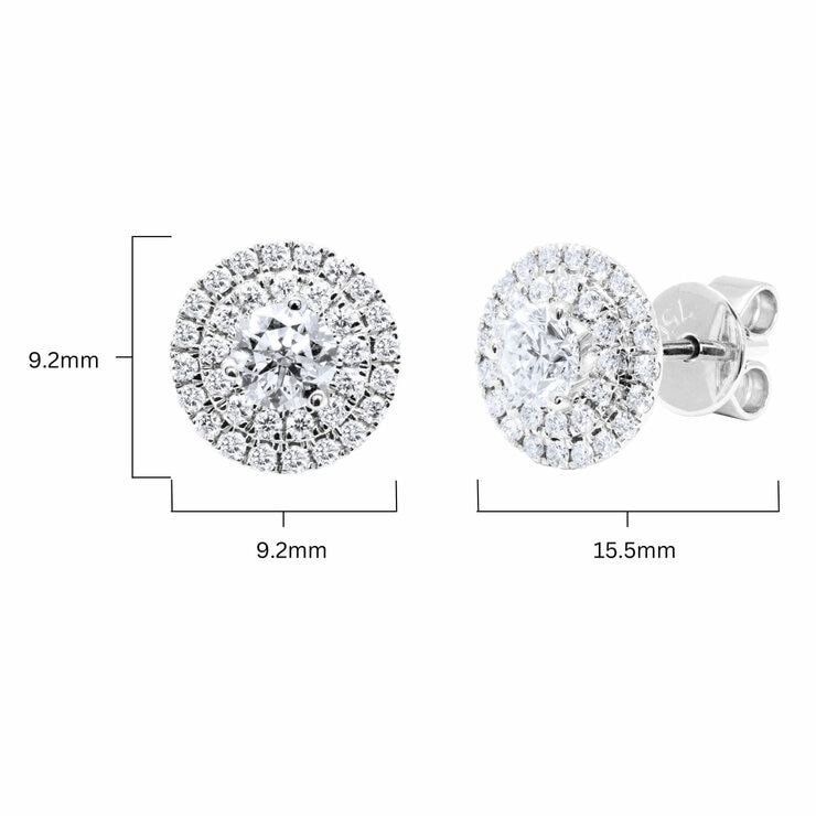 0.99ctw Round Brilliant Cut Diamond Earrings, 18ct White Gold