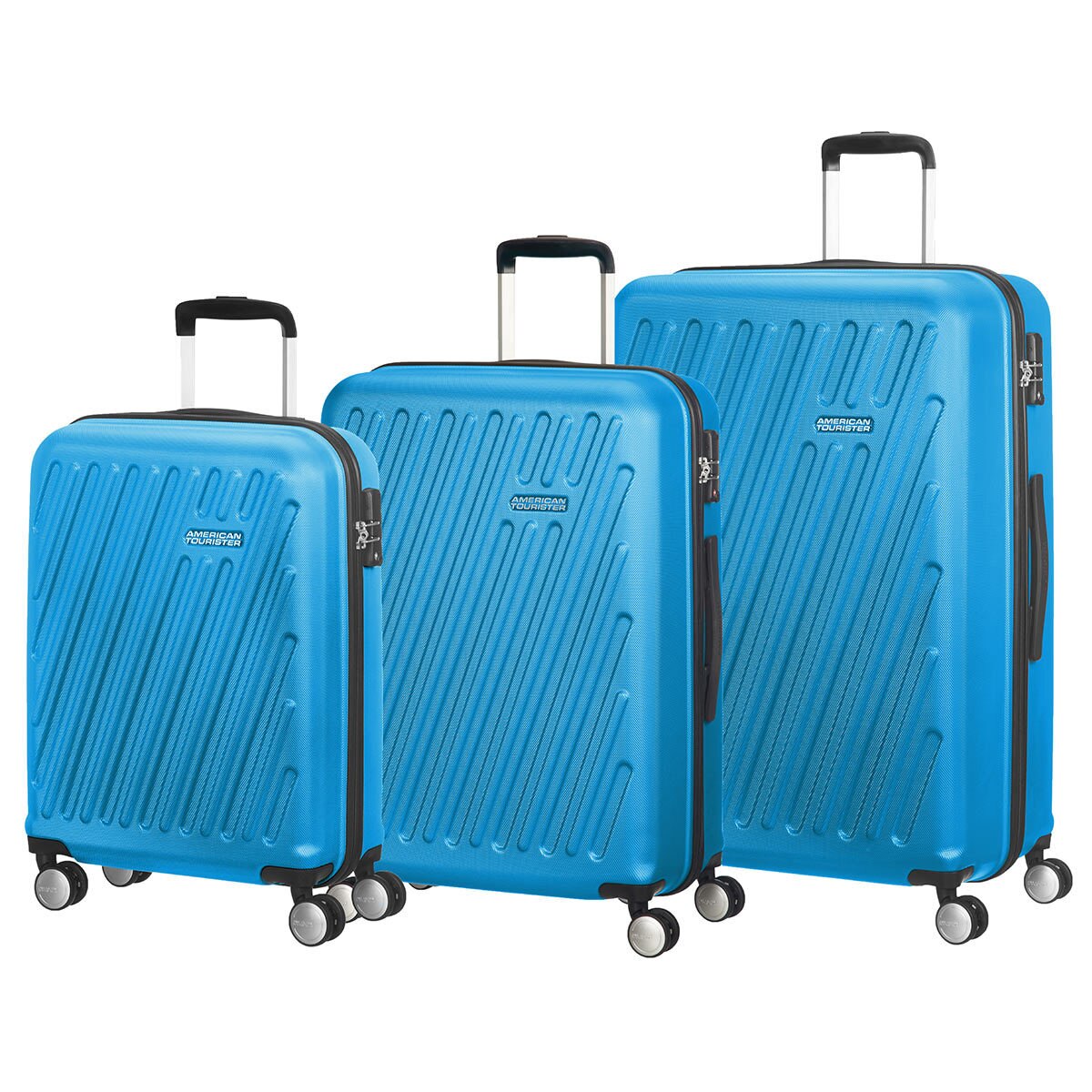 American Tourister Hypercube 3 Piece Hardside Suitcase Set, Light Blue