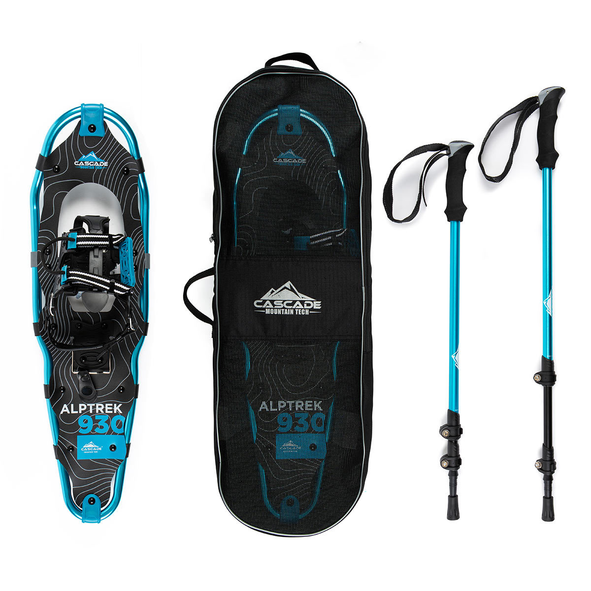Cascade Mountain Tech Snowshoe Kit with Poles in 3 Sizes Costco UK