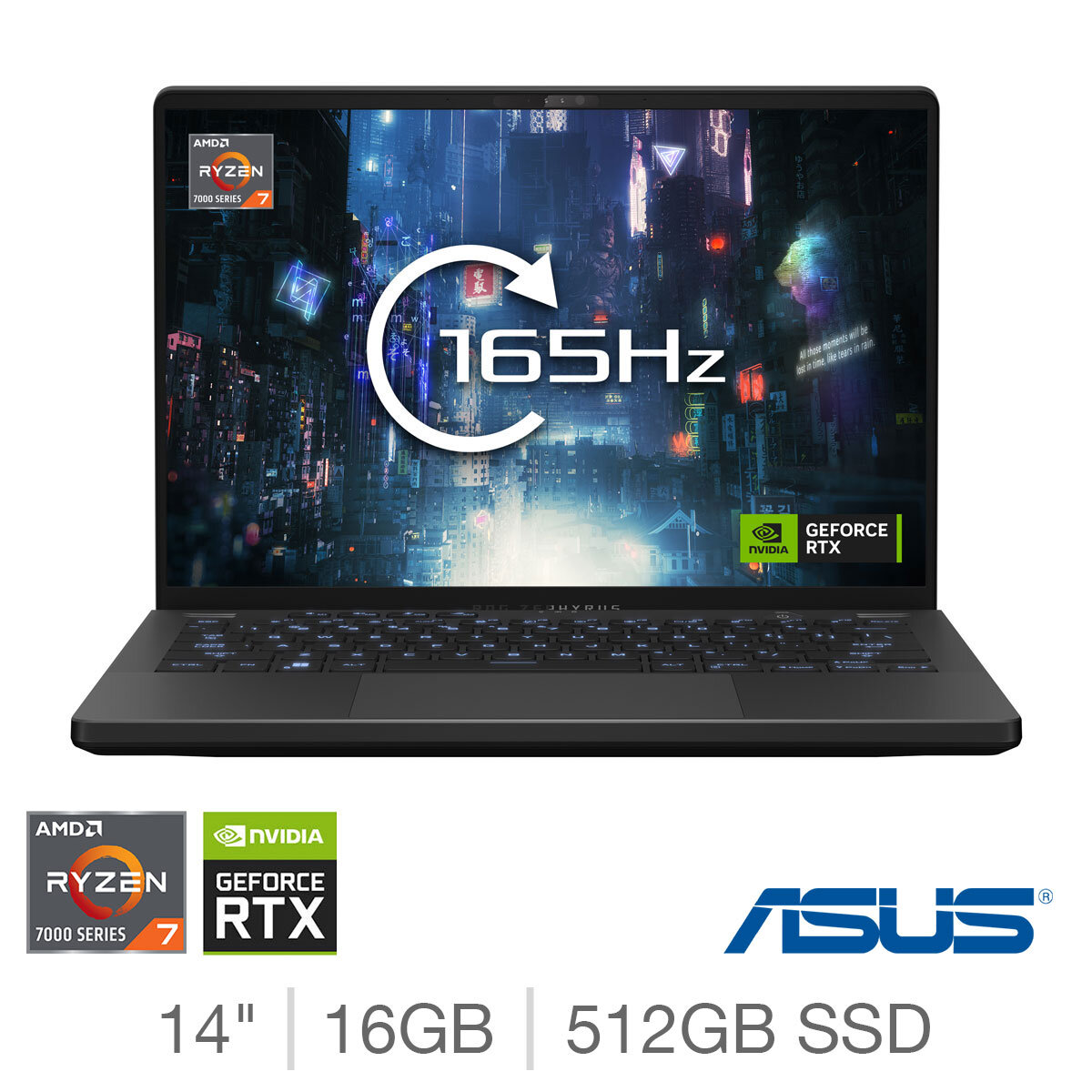 ASUS ROG Zephyrus G14, AMD Ryzen 7, 16GB RAM, 512GB SSD, NVIDIA GeForce RTX 4060, 14 Inch Gaming laptop