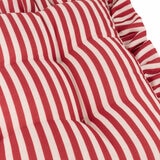 Wylder Millie Ruffle Red Striped Indoor Outdoor Seat Pad 2 Pack, 40 x 40 cm