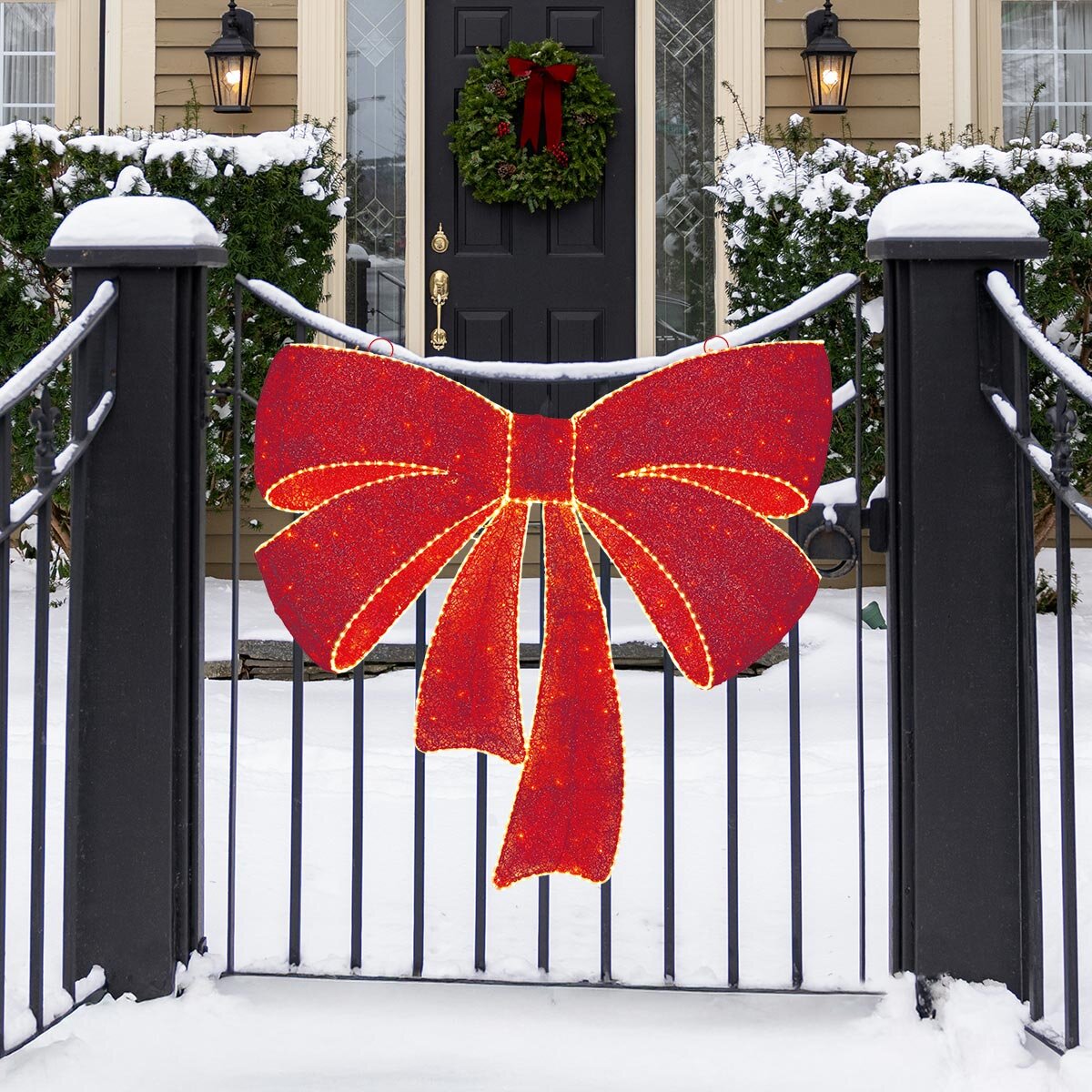 48 Inch (1.2m) Glitter String Red Bow with LED Lights 48 Inch (1.2m) Glitter String Red Bow with LED Lights