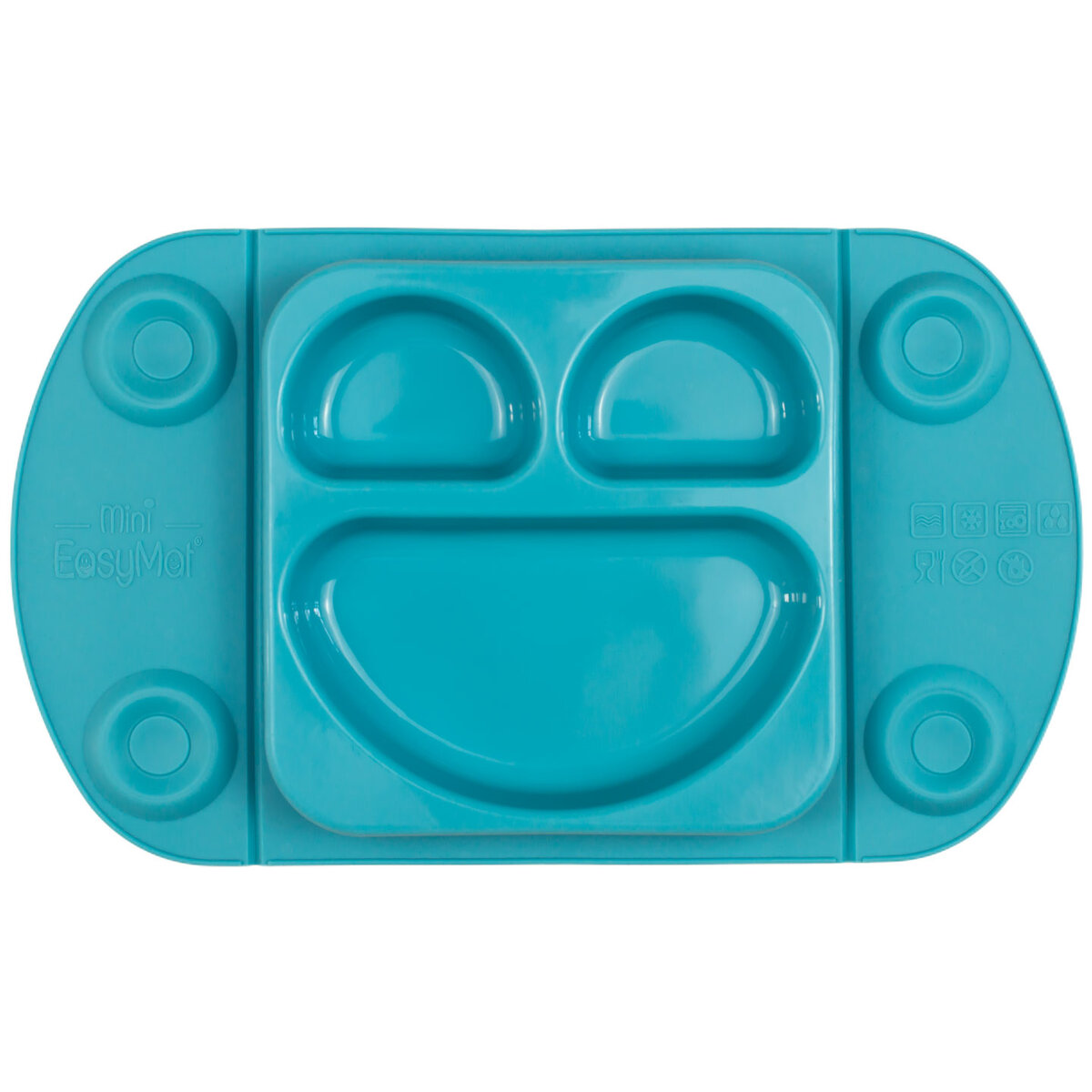 EasyTots EasyMat Mini Divided Suction Weaning Plate in Teal