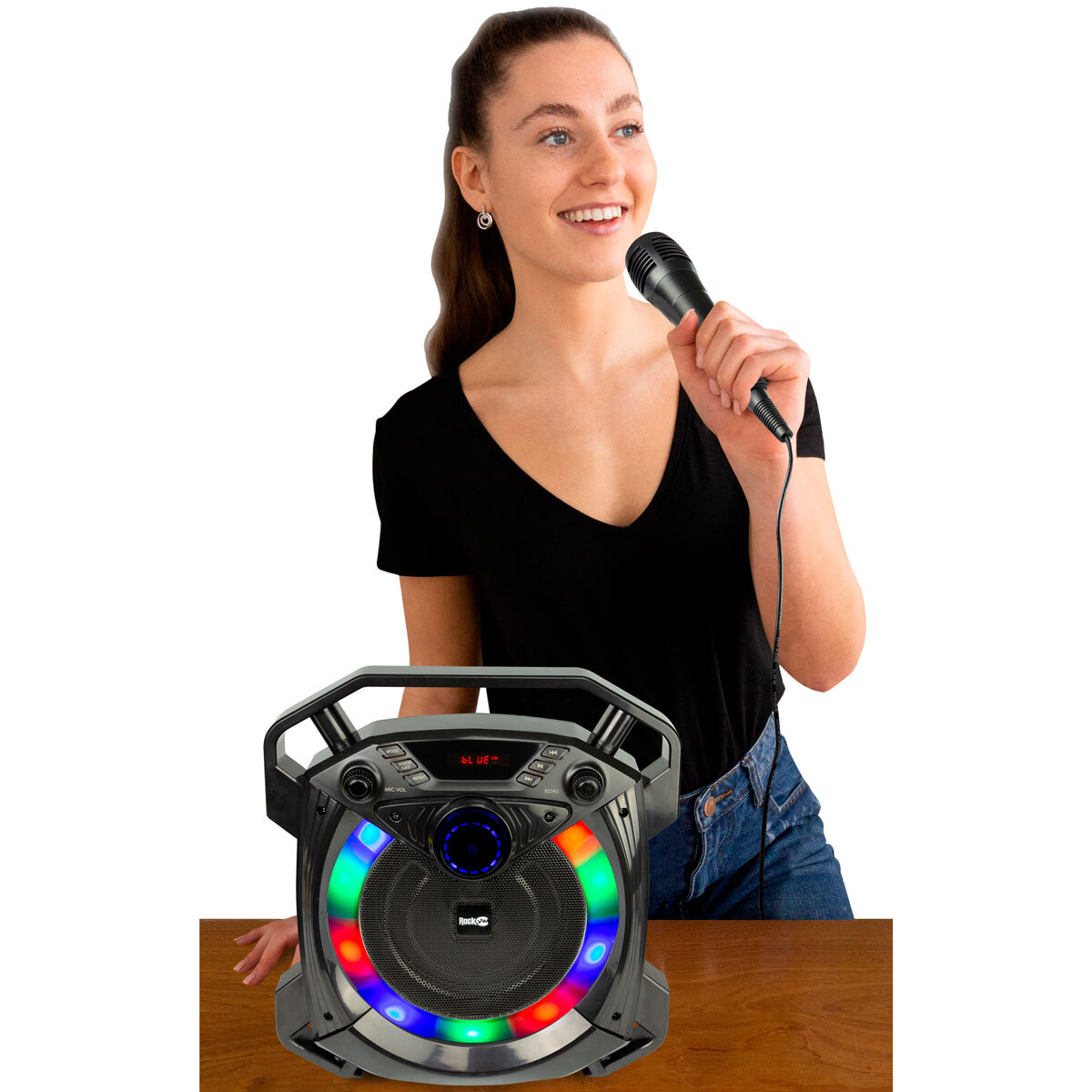 RockJam Rechargeable 10 Watt Bluetooth Karaoke Machine with Two