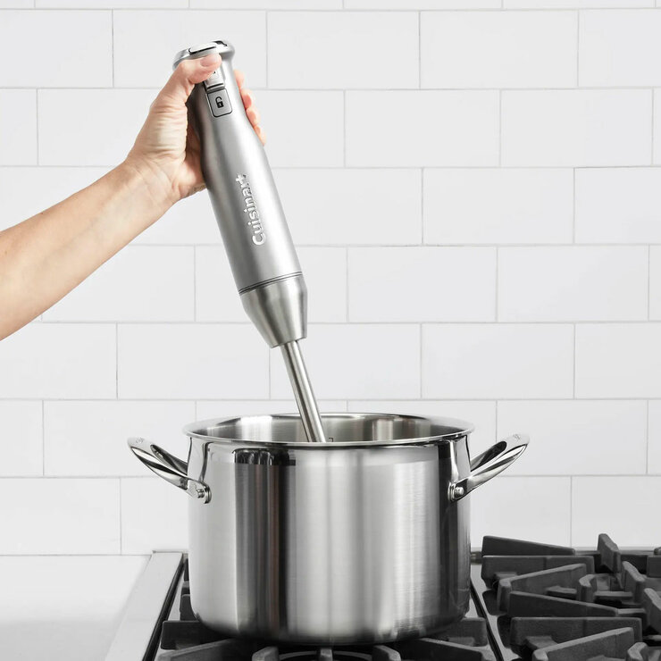 Lifestyle image of Cuisinart Power Blend Immersion Blender used in a pot