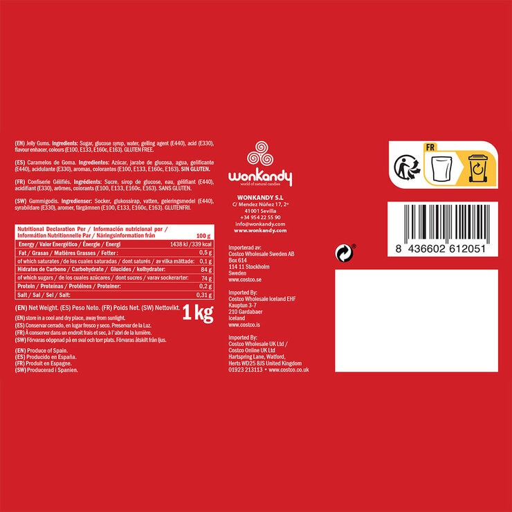 Wonkandy Jelly Fruits Mix, 1kg