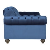 Bordeaux Button Back Blue Velvet Armchair