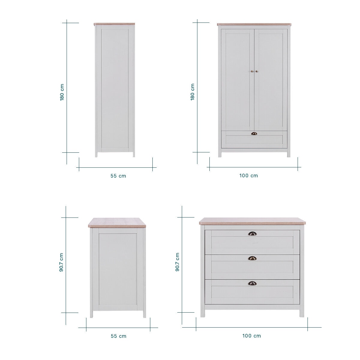 Tutti Bambini Verona Nursery 4 Piece Room Set, Grey