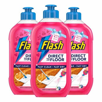 Flash Direct to Floor Cleaner All Purpose Lemon, 3 x 800ml Flash Direct to Floor Cleaner All Purpose Lemon, 3 x 800ml