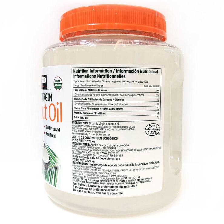 Kirkland Signature Organic Virgin Coconut Oil, 2.28kg Costco UK