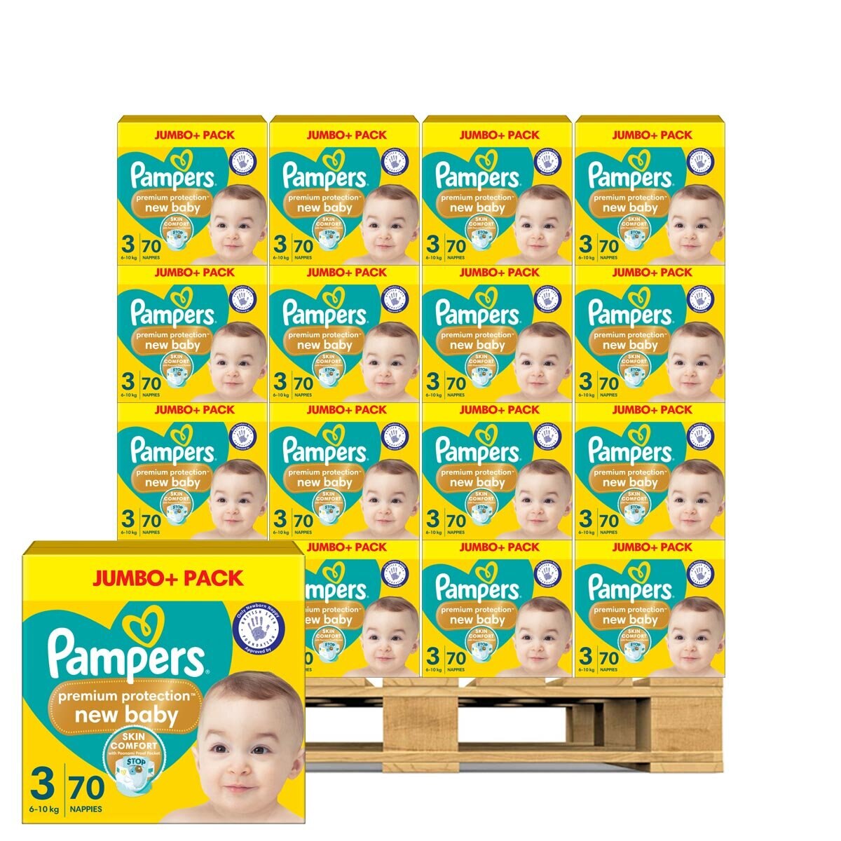 Pampers Premium Protect, New Baby Size 3, 120 x Jumbo+ 70 Pack