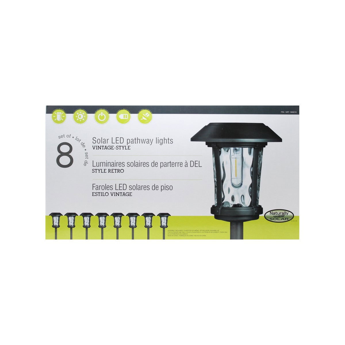 Naturally Solar Vintage Style Solar Pathway Lights, 8 Pack Costco UK