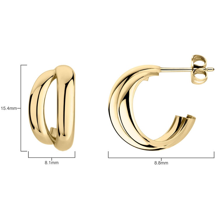 14ct Yellow Gold Double Hoop Link Earrings 14ct Yellow Gold Double Hoop Link Earrings