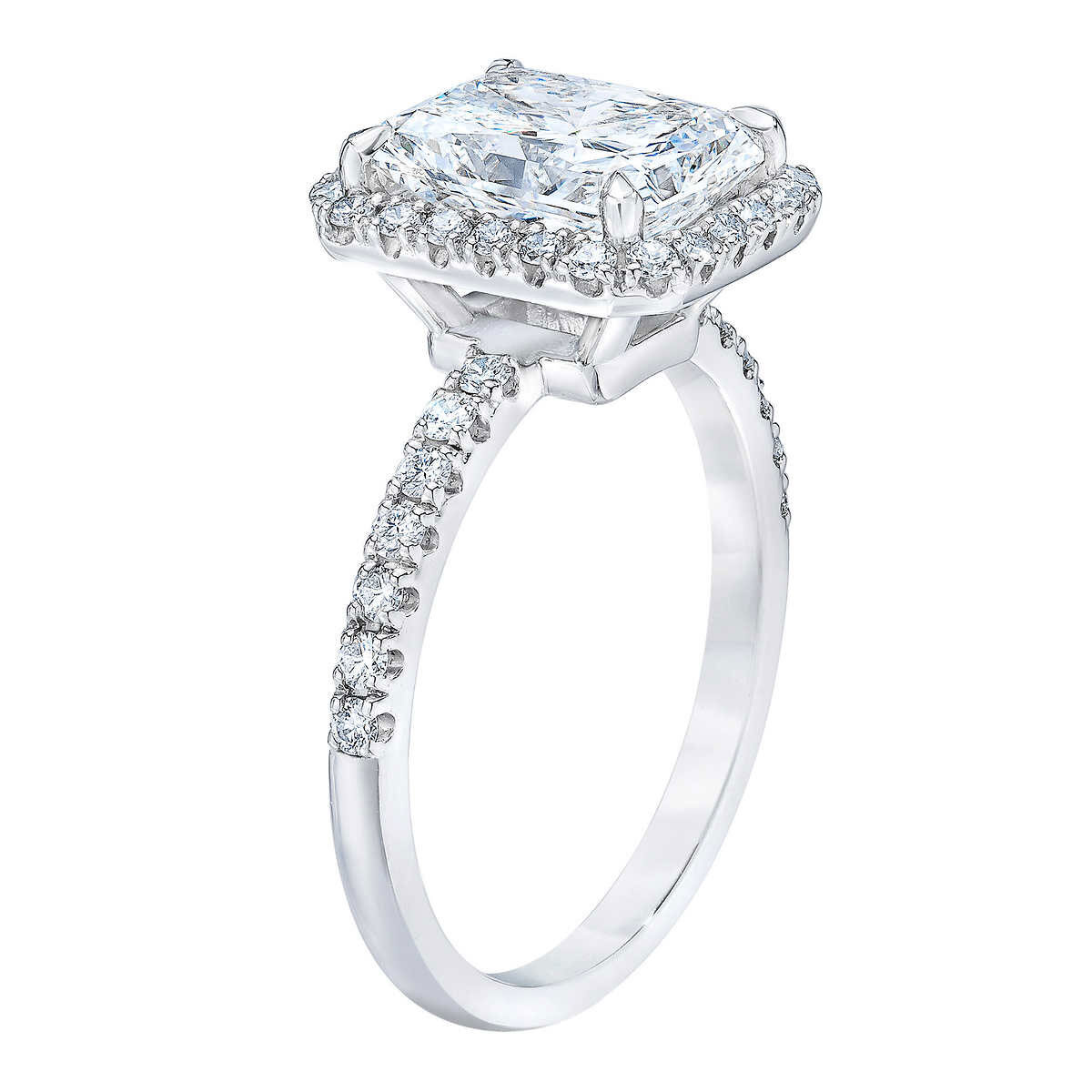 3.49ctw Radiant Cut Diamond Halo Ring, Platinum