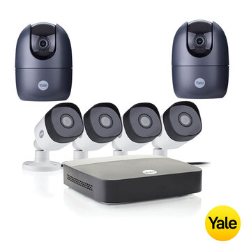 Yale 6 Camera Security System Including 2 x Pan/Tilt Cameras and Installation