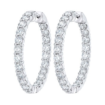 4.00ctw Round Brilliant Cut Diamond Inside Outside Hoop Earrings, 14ct White Gold