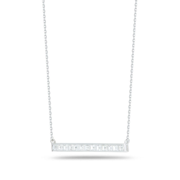 1.24ctw Baguette Cut Diamond Necklace, 18ct White Gold