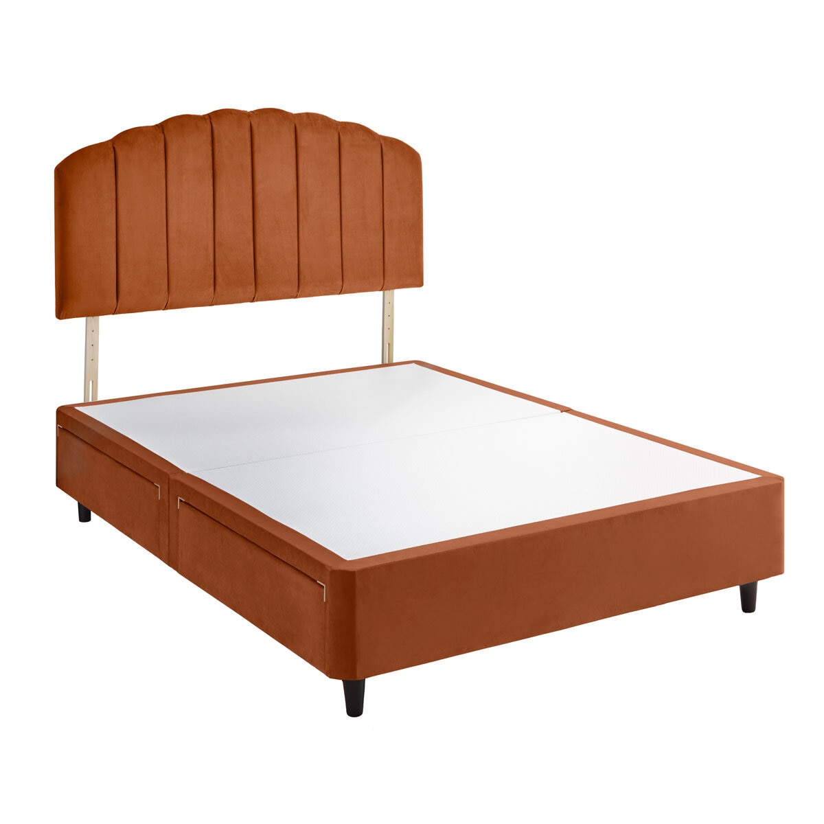 Silentnight Velvet 4 Drawer Divan Base with Merlin Headboard in Amber in 3 Sizes