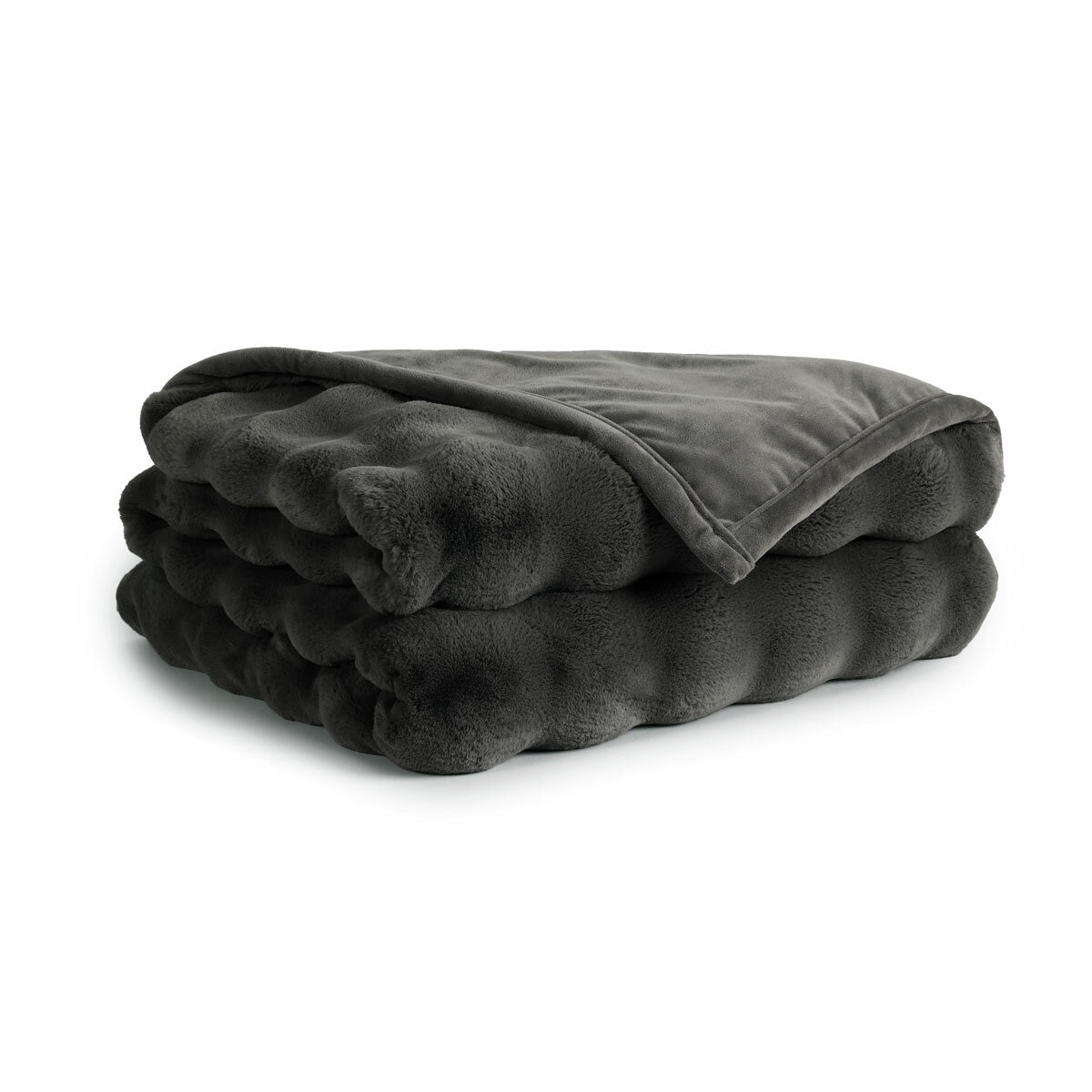 House & Home Bubble Faux Fur Throw in Grey, 152 x 177 cm