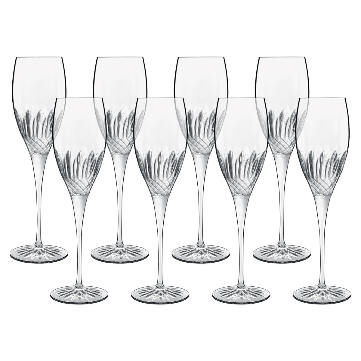 Luigi Bormioli Diamante Crystal Flute Glasses, 220ml, 8 Pack