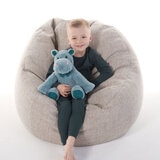Boy Sitting Holding Hippo