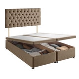 Silentnight Full Ottoman Divan Base with Eden Headboard in Wheat in 3 Sizes