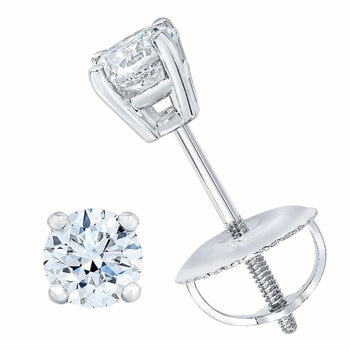 0.36ctw Round Brilliant Cut Diamond Earrings, 14ct White Gold