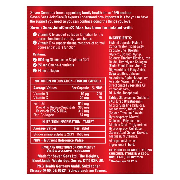 Seven Seas Joint Care Max, 2 x 60ct (2 Months Supply) Costco UK