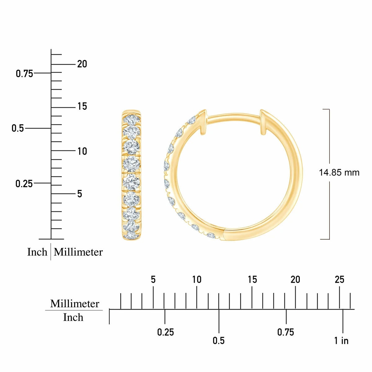 0.50ctw Round Brilliant Cut Diamond Hoop Earrings, 14ct Yellow Gold