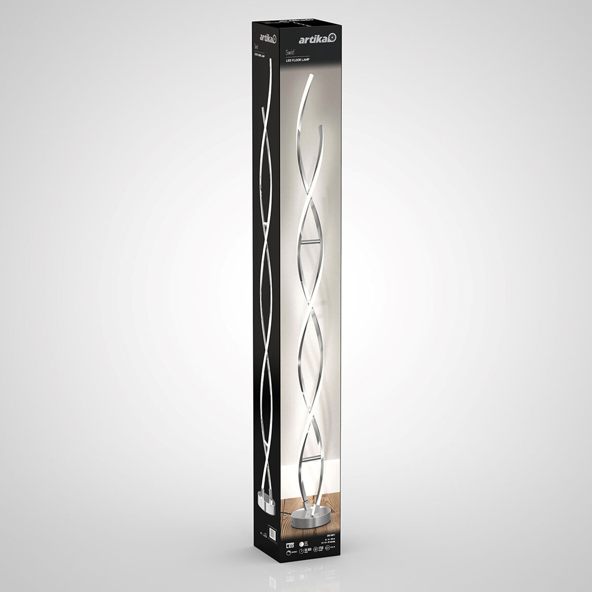 Artika Chrome Swirl LED Floor Lamp