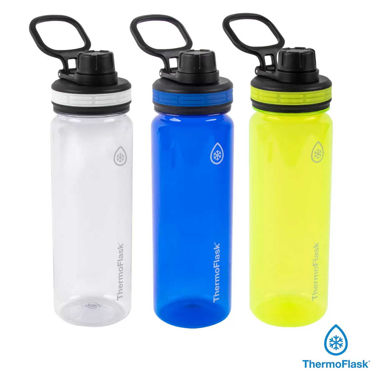 ThermoFlask 709ml Tritan Water Bottles, 3 Pack in 2 Colours