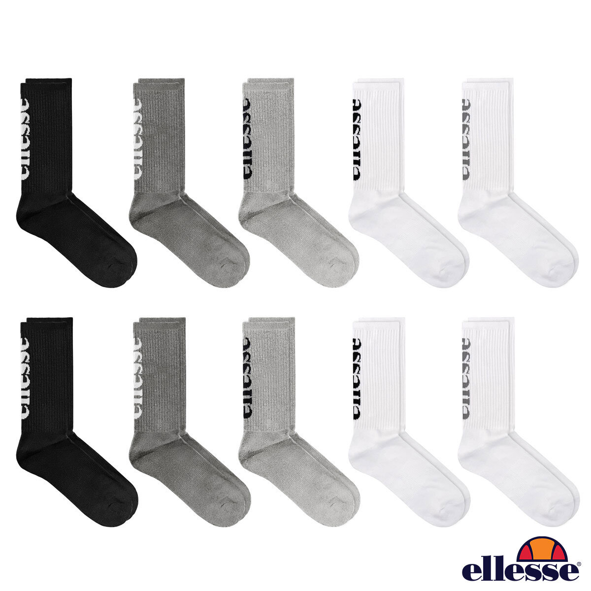Ellesse Men's Heritage Crew Socks, 10 Pack