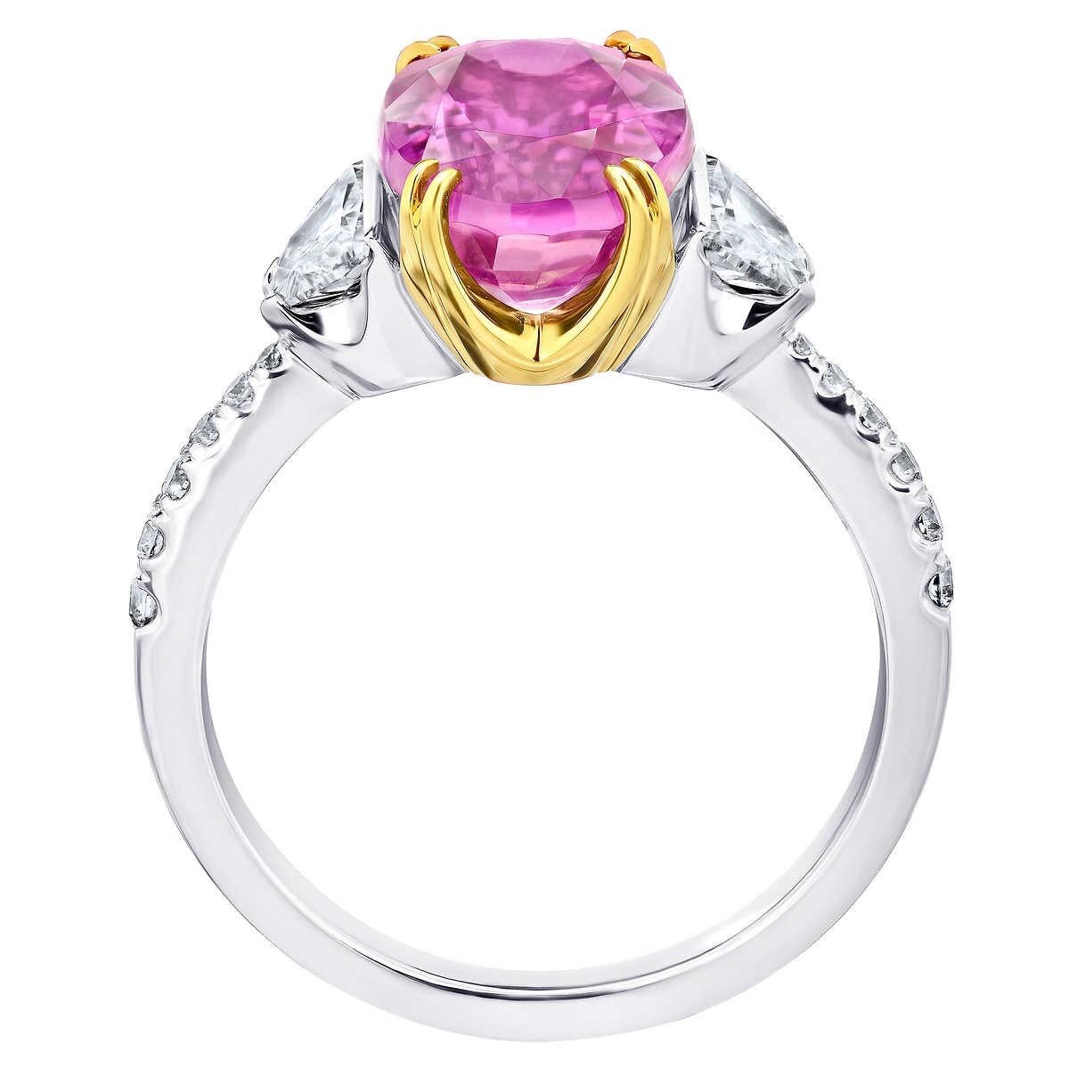 Oval Cut Pink Sapphire and 0.75ctw Diamond Ring, Platinum Costco UK