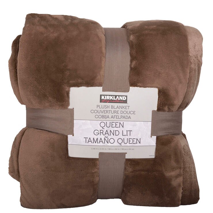 Kirkland Signature King Size Plush Blanket in Sorrel Brown, 248 x 233