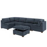 Thomasville Tisdale Blue 6 Piece Modular Fabric Sofa
