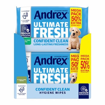 Andrex Ultimate Fresh Hygiene Wipes Mega Odour Control Moist Toilet Tissue 10 x 56 wipes