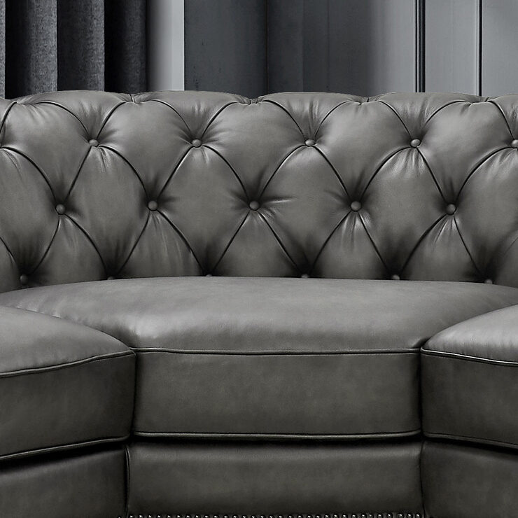 Allington Grey Leather Chesterfield Corner Sofa Costco UK