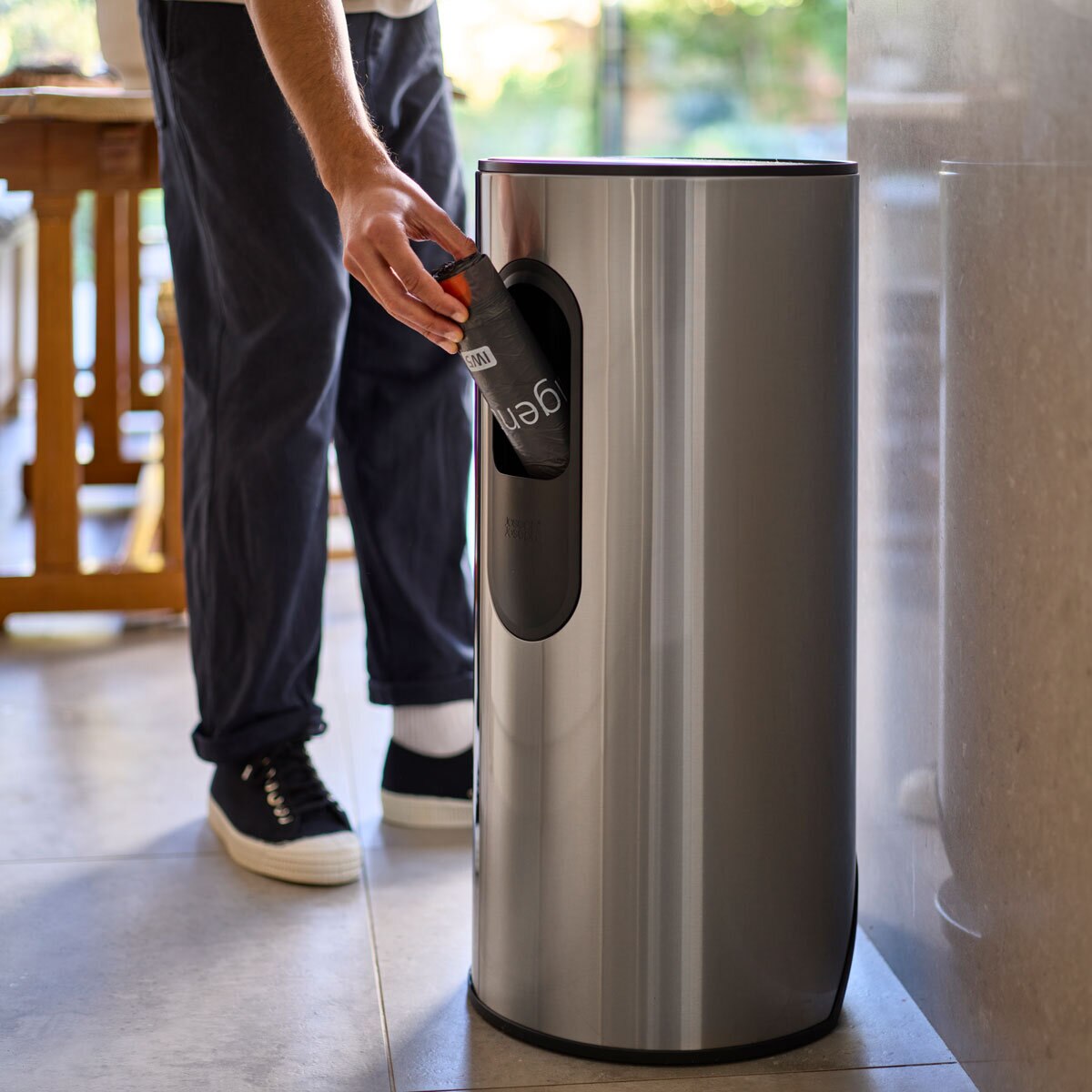 Joseph Joseph 30L Slimline Pedal Bin with Liner Pocket - Stainless Steel