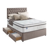 Silentnight 4 Drawer Divan Base with Eden Headboard in Pebble in 3 Sizes