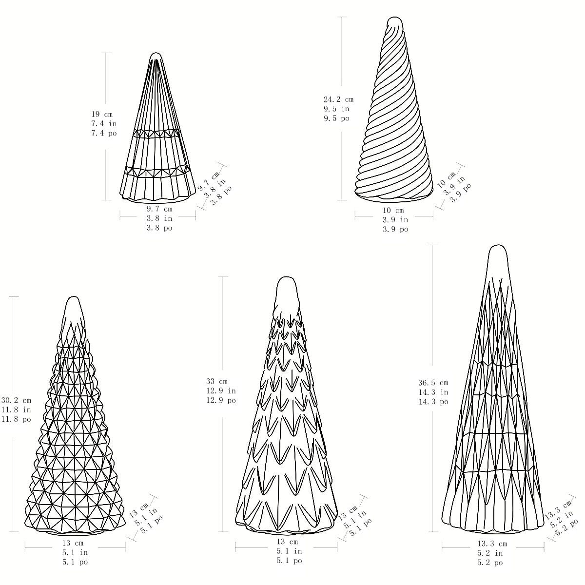 Buy Glass Trees 5 Pack Green Dimensions Image at Costco.co.uk