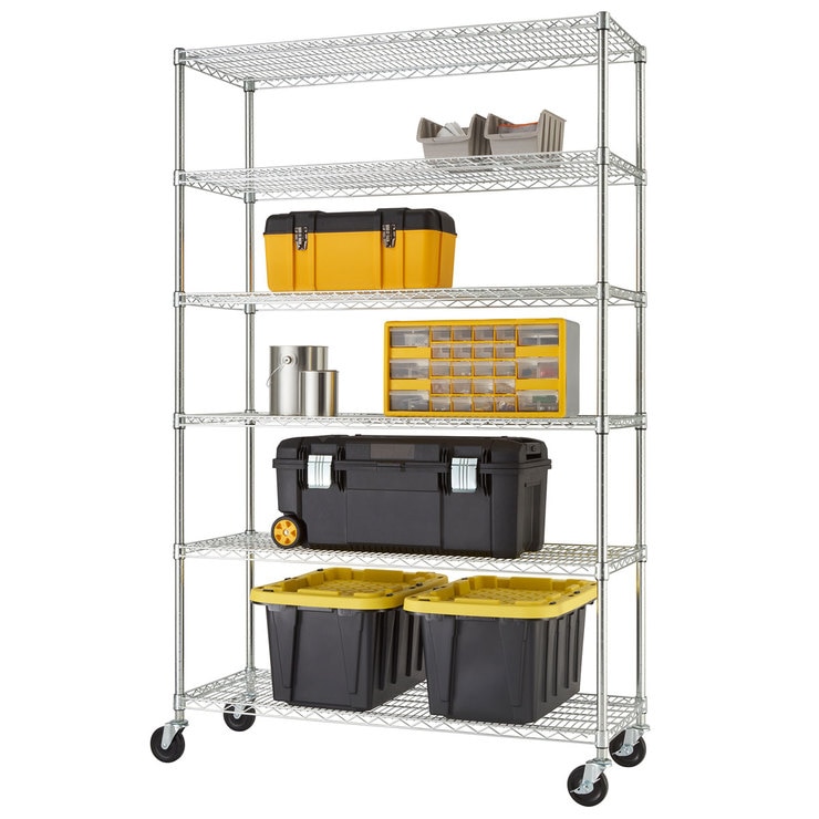 TRINITY 48" (122cm) EcoStorage™ 6Tier Chrome Storage Unit with Casters