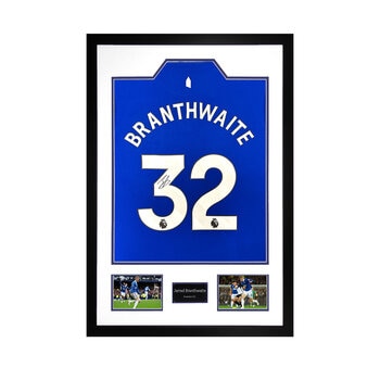 Jarred Branthwaite Everton 24/25 Signed Framed Shirt, including 2 Photos