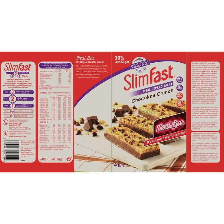 SlimFast Chocolate Crunch Meal Replacement Bars, 49 x 16 Bars Costco UK