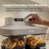 Lifestyle image of air fryer with precise temperature control from 40 to 240 degrees