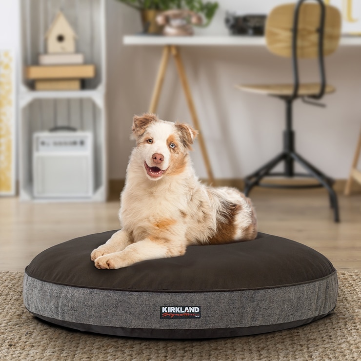 Kirkland Signature 42" Round Pet Bed in Grey Faux Leather Costco UK