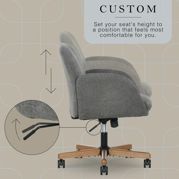 Side of chair, height adjustable