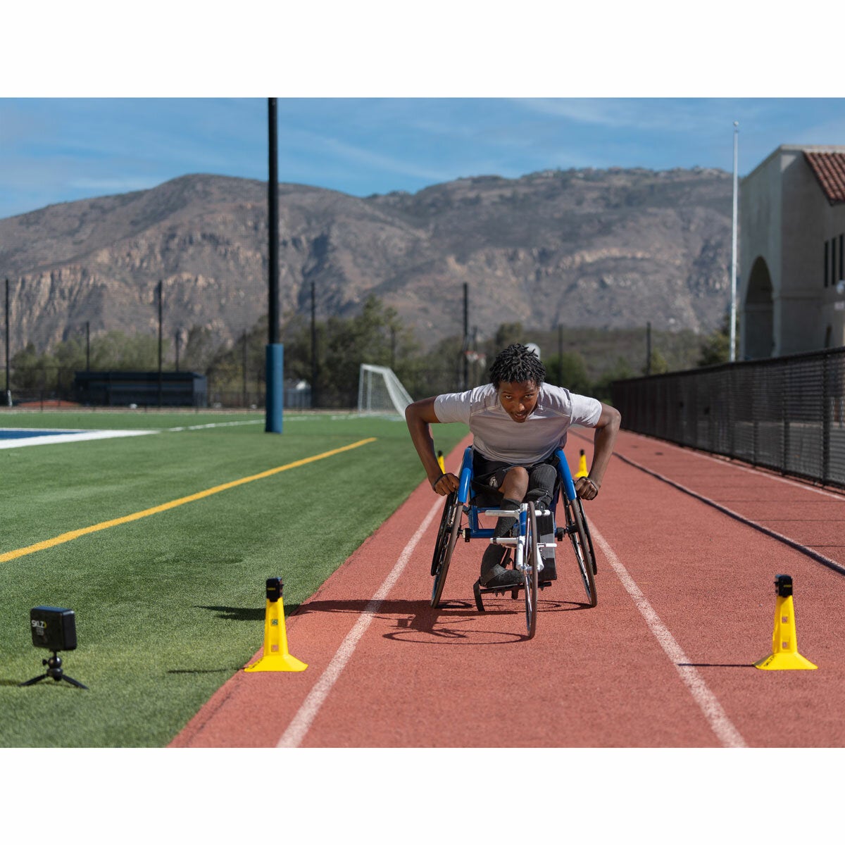 Lifestyle image of a person in a wheelchair approaching the sensors Lifestyle image of a person in a wheelchair approaching the sensors