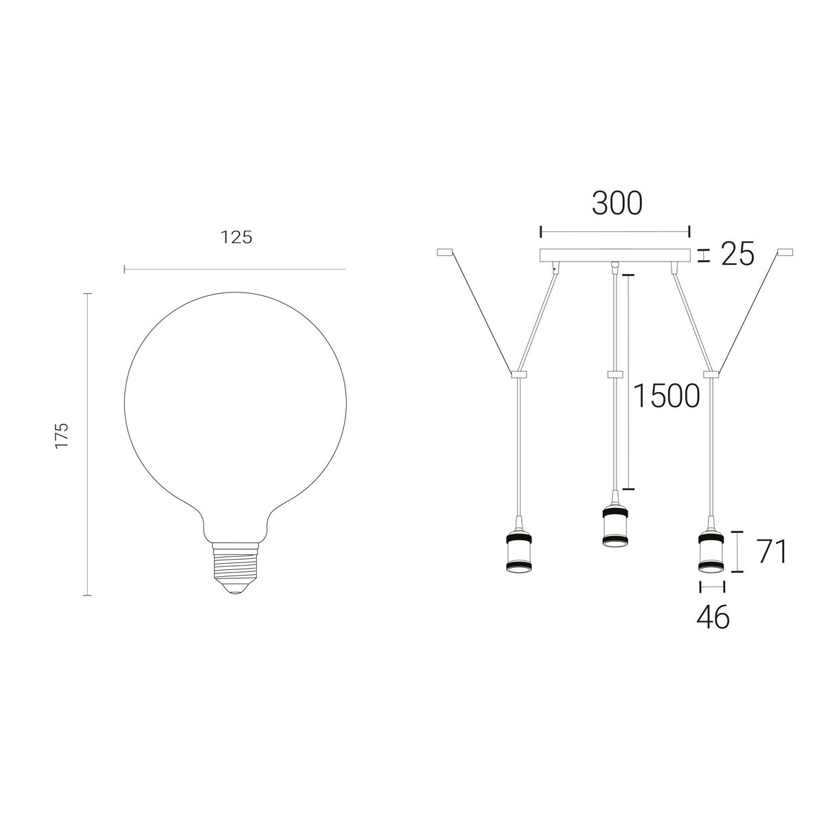 Line drawing of light fixture on white background