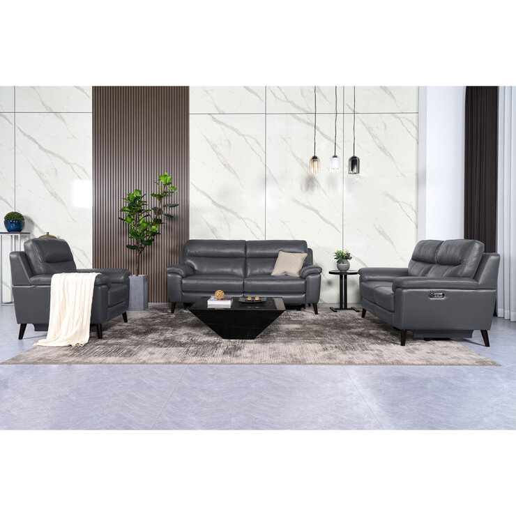 Grace Dark Grey Leather Power Reclining Armchair