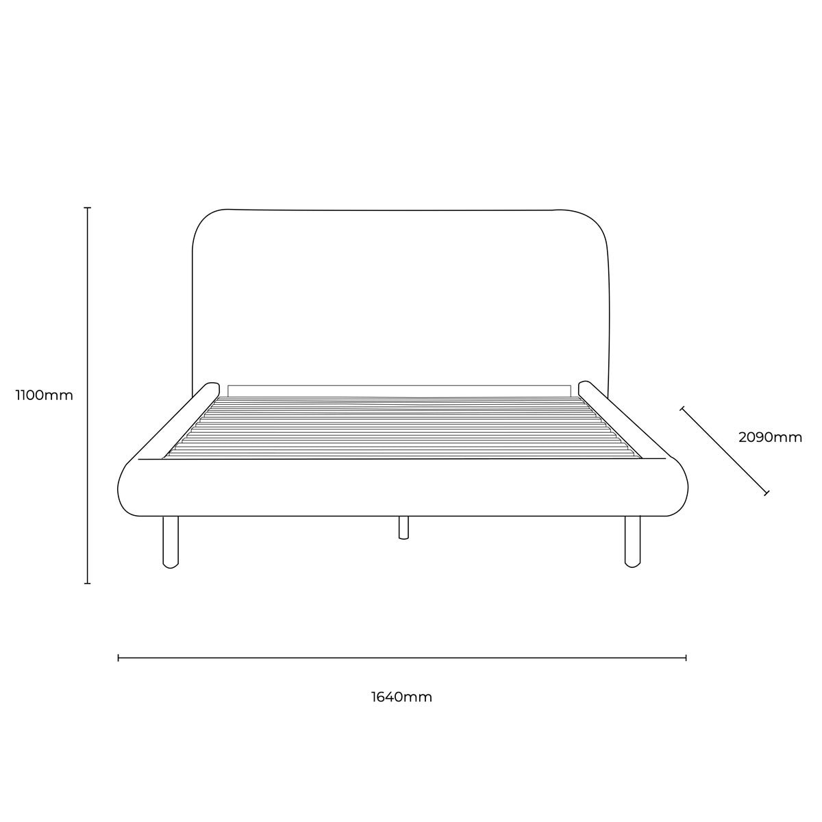 Gallery Rabley Dark Grey Fabric Bed Frame, Double